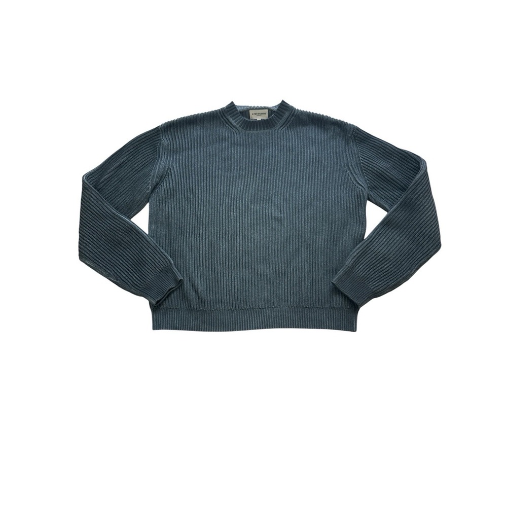 K-TWO Studios Ribbed Sweater Medium Gray Dyed Fisherman‎ Knit Crewneck Cotton